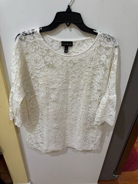 long tall sally Ivory Floral Lace Scoop Neck Blouse